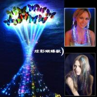 新款发光花环藤条头饰头箍七彩led灯儿童夜市地摊带灯玩具 蝴蝶辫子-1根(体验价)