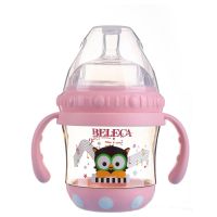 新生婴儿奶瓶PPSU防摔宽口径奶瓶大容量防胀气带吸管奶嘴宝宝用品 粉色[无赠品] 容量:180ML