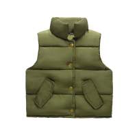 秋冬儿童羽绒棉马甲口袋中小男女童棉衣背心宝宝羽绒棉服内胆外套 绿色 130cm
