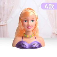 新款半身芭比娃娃玩具模特发型女孩学扎发儿童化妆品公主生日套装 A款芭比(不带配件)