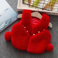 女童秋冬毛毛衣儿童皮草马甲新款加厚宝宝棉背心小中大童保暖坎肩 珠珠红色马甲 73