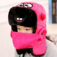 帽子儿童秋冬雷锋帽保暖加厚韩版户外防寒可爱骑车帽潮防风护耳帽 [口罩海绵宝宝]玫红 儿童款(2-9岁)