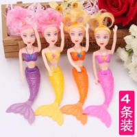 芭比娃娃唱歌美人鱼公主精致手工玩偶仿真儿童玩具女孩芭比洋娃娃 4条16厘米小鱼(不发光不唱歌) 普通头