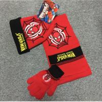 201年新款外贸儿童蜘蛛侠帽子围巾手套三件套宝宝秋冬季保暖套装 全红蜘蛛侠