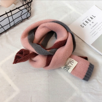 儿童围巾秋冬女童男童宝宝围巾拼色保暖婴儿围脖小孩围巾男韩版潮 韩粉拼接 1-12岁