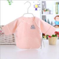 新生儿纯棉保暖半背衣冬宝宝夹棉上衣婴儿和尚服 粉色