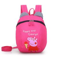 儿童双肩背包幼儿园小可爱3-4-5岁男女宝宝书包小学生女童女孩潮6 玫红色防走失佩琪