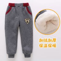 男童加绒棉裤长裤冬款宝宝保暖裤运动裤女童裤子儿童加厚棉裤冬装 1951深灰色 90码建议2周岁左右