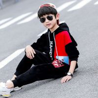 童装男童金丝绒春秋套装2020新款儿童中大童卫衣加绒运动装两件套 红色[春秋款] 110 建议身高1米1以下