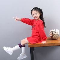 女童裙子春秋款小童长袖连衣裙韩版儿童秋季女宝宝卫衣公主裙薄款 红色(春季新款) 80