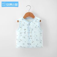 宝宝纯棉保暖马甲秋冬新生儿婴儿马夹加厚儿童背心坎肩0-1-2岁 (冬季滑雪)蓝色 73 16-18斤(7-12个月)