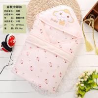 宝宝抱被秋冬纯棉加厚婴儿包被可脱胆小被子新生儿抱毯婴童抱被 秋款[小猴粉]85*85cm