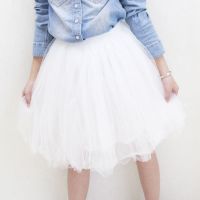女童半身裙春秋童装中大童百搭网纱裙公主裙子儿童蓬蓬裙表演裙子[3月3日发完] 白色 110码(长40CM)建议身高100
