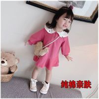 女童连衣裙春秋网红同款洋气韩版新款儿童小女孩宝宝卫衣裙仙女裙 攻红长袖 春秋款 70码 建议身高60-70