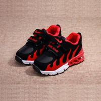 新款鞋弹簧底减震儿童运动鞋中大童火焰鞋学生跑步鞋皮面休闲鞋 红色 26码/内长16厘米