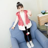 女童毛毛衣马甲2019新款仿皮草时尚韩版洋气上衣秋冬装加厚外套潮 玫红 110码适合身高105