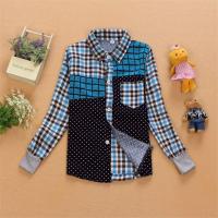 秋季男童长袖衬衫童装衬衣拼色格子上衣秋装新款男童上装长袖卫衣 蓝黑镶拼衬衫 100码(身高1米左右)