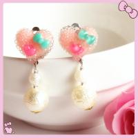 卡通耳环儿童无耳洞耳夹宝宝饰品配饰小女孩生日节日礼物耳夹假耳钉耳环公主耳饰 桃心款粉色1对
