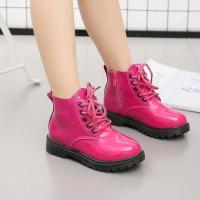 童鞋靴子女童春秋季单靴女孩皮靴男童马丁靴短靴学生宝宝冬季棉靴 玫红色 27