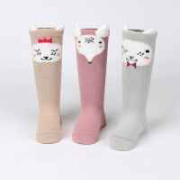 3双装秋冬宝宝袜子0-1-3岁卡通婴儿袜0-6个月羽毛纱新生儿长筒袜 圆脸皇冠组合 XXS码0-6月建议脚长6-8CM