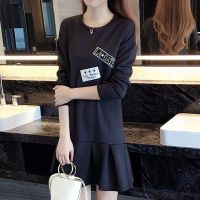 孕妇装秋装连衣裙加绒加厚哺乳衣喂奶衣宽松中长款哺乳连衣裙冬装 M 黑色