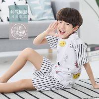 儿童睡衣夏季男童薄款男孩纯棉套装小孩夏天短袖中大童12岁15中童 253笑脸 6码建议身高90--100cm