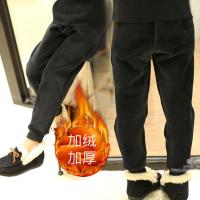 男女童冬装季棉裤长裤金丝绒运动裤儿童加绒加厚外穿宽松打底裤子 内里黄金绒-黑色 100