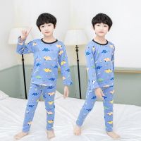 儿童保暖内衣套装 童装男女童秋衣秋裤冬装中大童加绒加厚保暖衣[2月27日发完] 蓝色恐龙(黄金甲加绒) 90 建议身高9