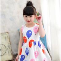 女童纯棉连衣裙新款公主裙夏天棉布时尚裙子沙滩裙绵绸背心裙童装 气球蓝 100码建议身高90CM左右