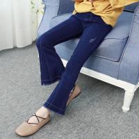 女童牛仔裤春秋2020新款韩版休闲裤儿童喇叭裤女长裤女大童裤子潮[3月5日发完] 深色喇叭裤 110