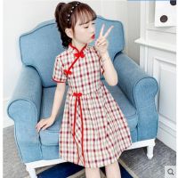 女童旗袍连衣裙儿童长袖蕾丝裙子2020小女孩超洋气公主裙 蔷薇色 110