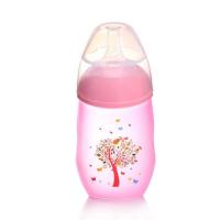 宽口径婴儿43°感温自动变色玻璃奶瓶防烫伤弯头奶瓶母乳实感奶嘴 粉红 120ml裸瓶(不含盖子奶嘴)