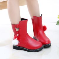 女童靴子冬季短靴2020新款韩版儿童加绒马丁靴中大童女孩学生棉鞋 澳18-11【加绒】大红色 30码内长18.5厘米