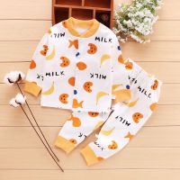 婴儿A类童新生秋冬保暖纯棉内套装开衫女男孩宝宝秋衣秋裤打底 开衫小鱼饼干 66 (建议1-5个月)