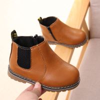 秋冬季女宝宝时尚马丁靴1-2-3-4-5岁儿童马丁靴男童单鞋加绒短靴 666 (单款）棕色 21码内长约13cm