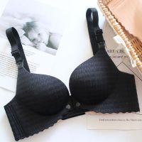 小胸加厚一片式无痕聚拢哺乳文胸孕妇产后防下垂喂奶女内衣无钢圈 掌心中厚黑色 34/75 BC通杯