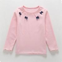 加 绒 加厚 童装女童高领冬款打底衫长袖女宝宝时髦上衣洋气T恤 圆领春秋款粉色 100码建议身高90CM