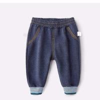 宝宝裤子秋冬装牛仔色男童加绒2019春秋新款韩版女新生婴幼儿长裤 牛仔蓝色(春秋单款) 90码建议身高85厘米左右