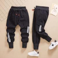 中大童5-10岁儿童运动裤春秋款学生长裤男孩休闲工装裤男童束脚裤 白条条 105 建议身高105CM左右