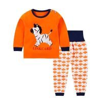 儿童内衣套装男童女童秋衣秋裤纯棉宝宝秋装 E010-高腰橘色木马 73