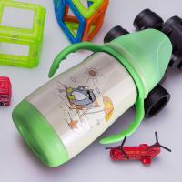 304不锈钢保温奶瓶婴儿宽口径奶瓶宝宝新生儿童奶瓶防摔带吸管装 绿色 保温奶瓶210毫升清洗套装