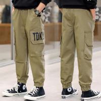 男童秋季工装裤儿童裤子2020新款男孩洋气春秋款裤子潮休闲裤 821卡其色工装裤 110