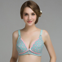 1/2件孕妇文胸棉质哺乳内衣前开扣无钢圈喂奶内衣(材质95%的棉) 豆绿色1件 34/75