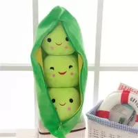 豆角抱枕创意豌豆毛绒玩具布娃娃公仔靠垫抱枕娃娃卡通豌豆荚 绿豆 25厘米迷你款