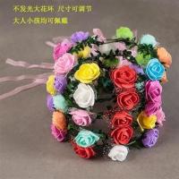 新款夜市货源发光猫耳朵发箍七彩灯光头饰LED灯闪光头箍网红同款 浅灰色 不发光大花环10个