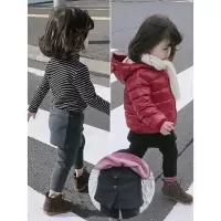 女童2019冬装新款儿童不倒绒加厚小脚裤子宝宝打底裙裤 黑色 9码建议身高约100cm