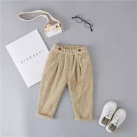 童装女童2018冬季新款韩版休闲裤宝宝灯芯绒裤子男童加绒加厚长裤 米白色(单款) 80cm可开档