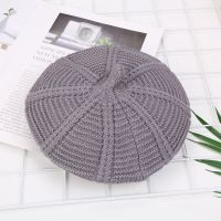 儿童贝雷帽女童宝宝秋冬帽子蓓蕾帽南瓜帽画家帽韩版潮八角帽百搭 灰色