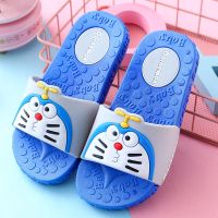 [防滑柔软]儿童拖鞋夏男女童拖鞋居家防滑浴室宝宝可爱卡通拖鞋 蓝色[机器猫] (26码)160内长14.5cm