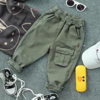 儿童秋装裤子2019新款潮童装男童休闲长裤韩版宝宝运动宽松工装裤 单立体口袋裤 绿色 140码建议身高140左右